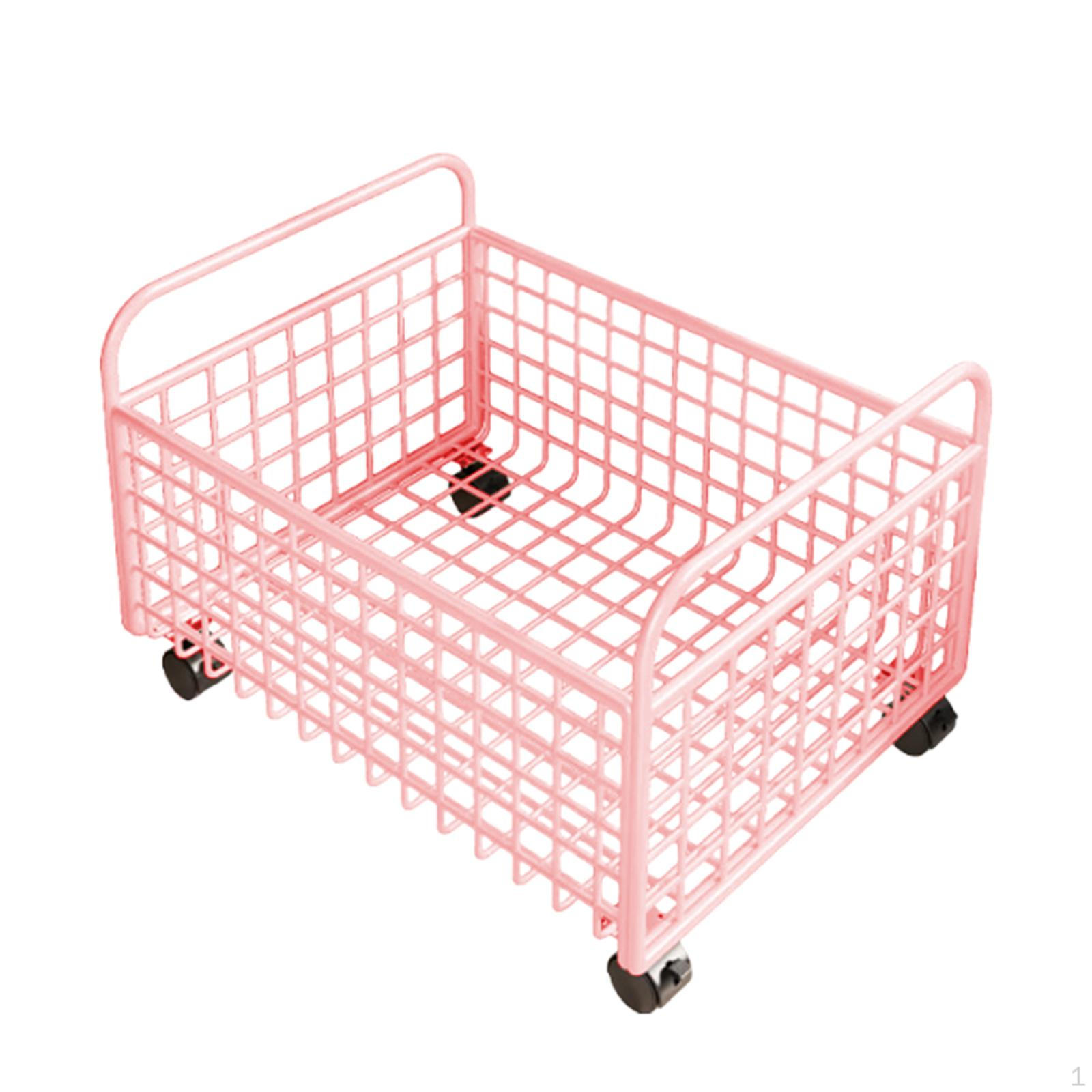 

Rolling Utility Storage Basket under Desk Book Bin File Organizer with Wheels for Bookshelf Magazine 38cmx25cmx26cm