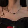 Dark Spice Girl Style Double Layer Black Butterfly Necklace Collarbone Chain Women's Premium Design Niche Accessories Sweater Chain