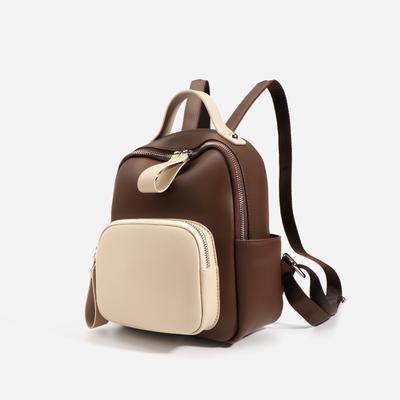 Retro einfacher kontrastfarbiger Leder-Rucksack mit Patchwork-Design, Damenrucksack, leichter Pendler-Reiserucksack, weiches Rindsleder, Schultasche