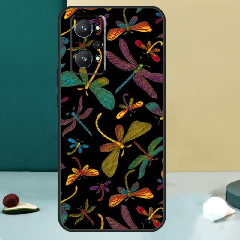 Floral Colorful Dragonfly For Realme 11 10 12 13 14 Pro Plus GT 7 6 5 Pro GT 6T C67 C61 C53 C51 C21Y C25S C75 C55 Case