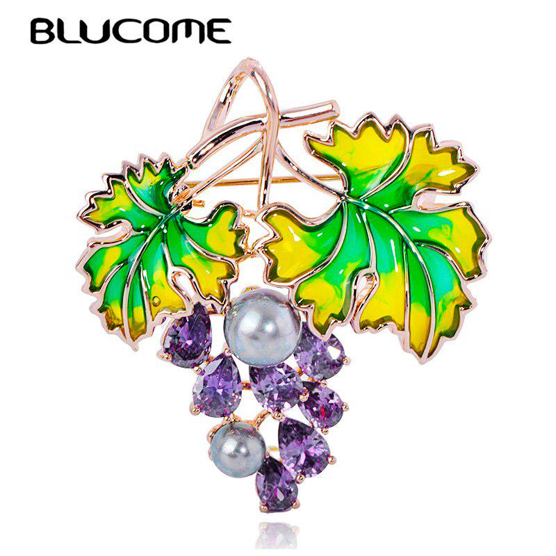 

Blucome яркие фрукты в форме винограда, броши, медные украшения для женщин, роскошная брошь, булавки, свадебная одежда, аксессуары для юбки фиолетовый
