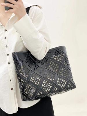 Borsa da Donna in Vera Pelle Famosa su Internet Stesso Stile Borsa da Sottobraccio Nuova Borsa Tote alla Moda Svuotata Borsa di Grande Capacità Borsa a Spalla da Donna