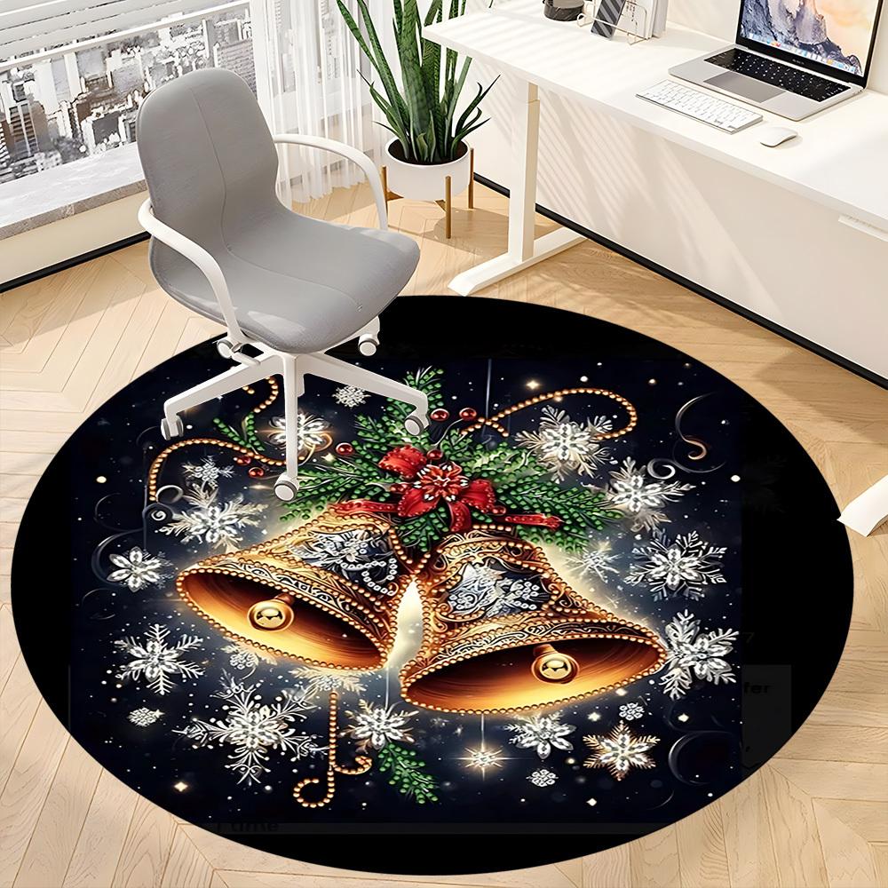 

1pc Christmas Bells Chair Carpet for Office, Soft Comfortable Mat For Office, Living Room, Bedroom, Machine Washable Carpet yy251112034 80cm by 80cm