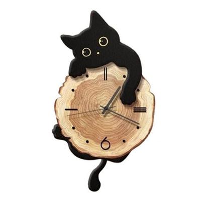 Fun Cat Wall Hanging Clock Decorative Pendulum Style Cute Clock For Home For Bedroom Kids Room Ornament Gift A