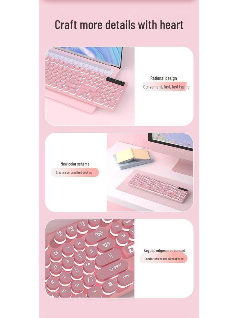 Punk Wired Mechanical Keyboard & Mouse Set with Color-Block Design, Backlit Keys, High Aesthetic, and Enhanced Tactile Feel for Office and Gaming Use
