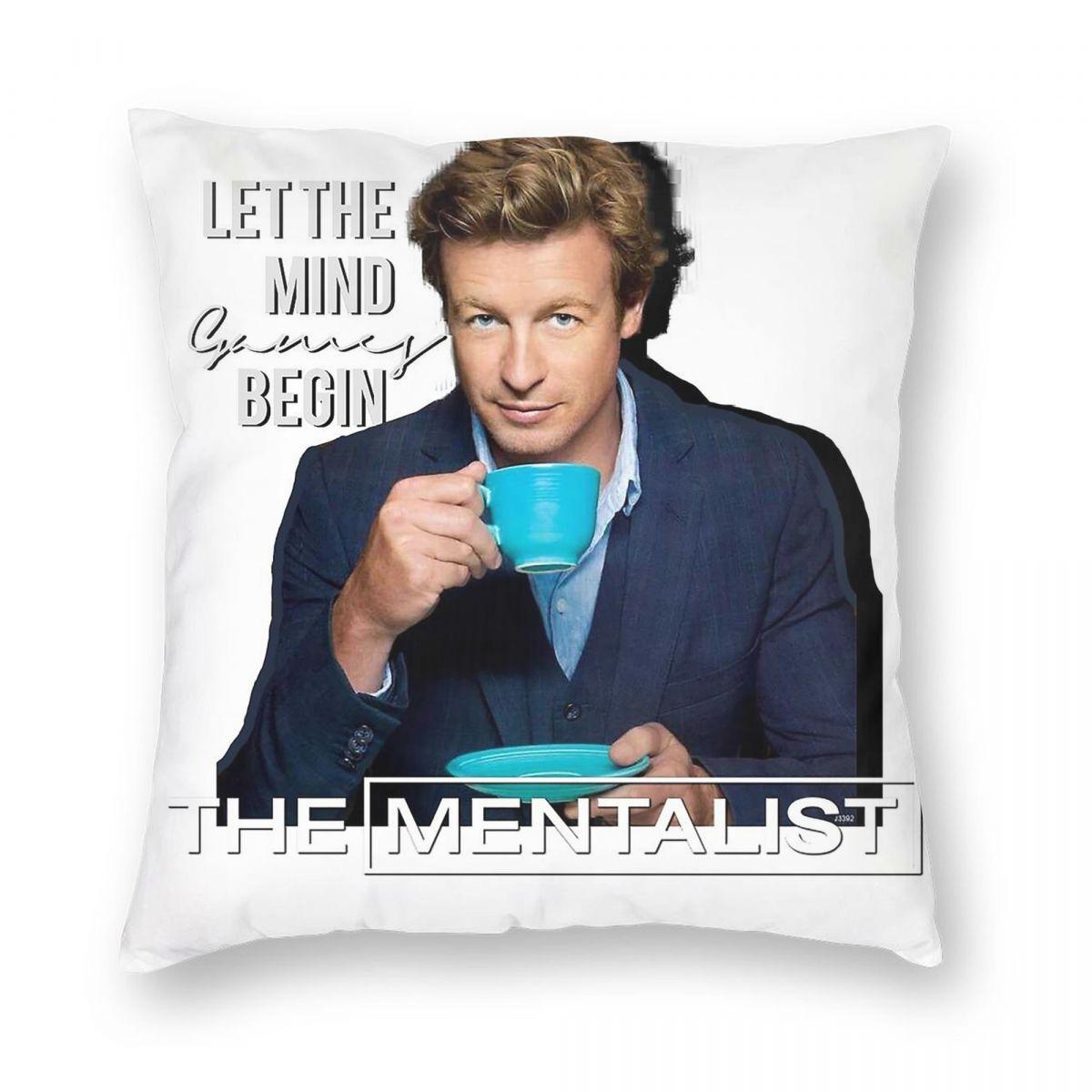 The Mentalist Patrick Jane Pillowcase Polyester Linen Velvet Pattern Zip Decor Sofa Seater Cushion Cover 45X45 Peach skin 18*18(CM)-1Pcs