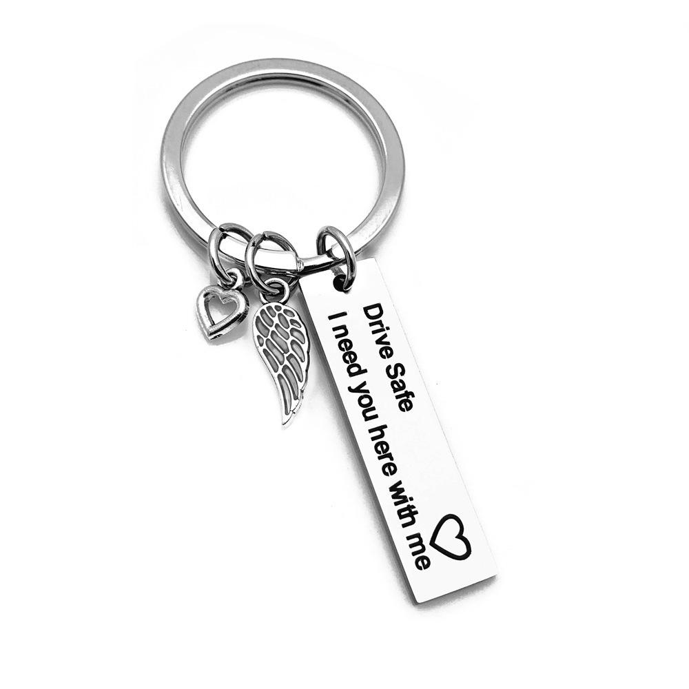 Drive Safe Stainless Steel Keychain Romantic Safety Reminder Stylish Car Key Pendant Practical Gift for Him