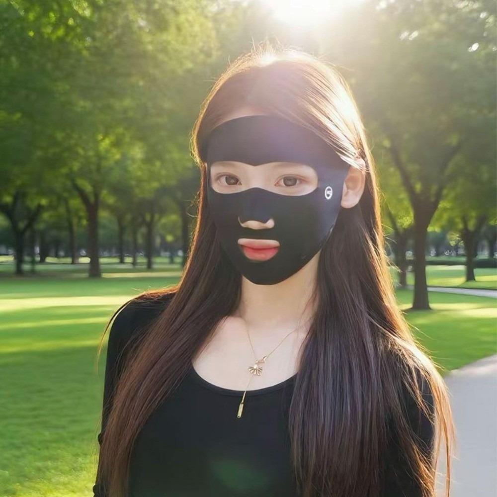 

Anti-UV Ice Silk Mask Breathable Riding Face Mask New Facial Gini Girls чорний