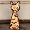 Rustic Wooden Cat Ornaments Ornament, Vintage Halloween/Flower Wood Tabletop Signs, Festive Party Table Centerpieces Distressed Animal Figurines