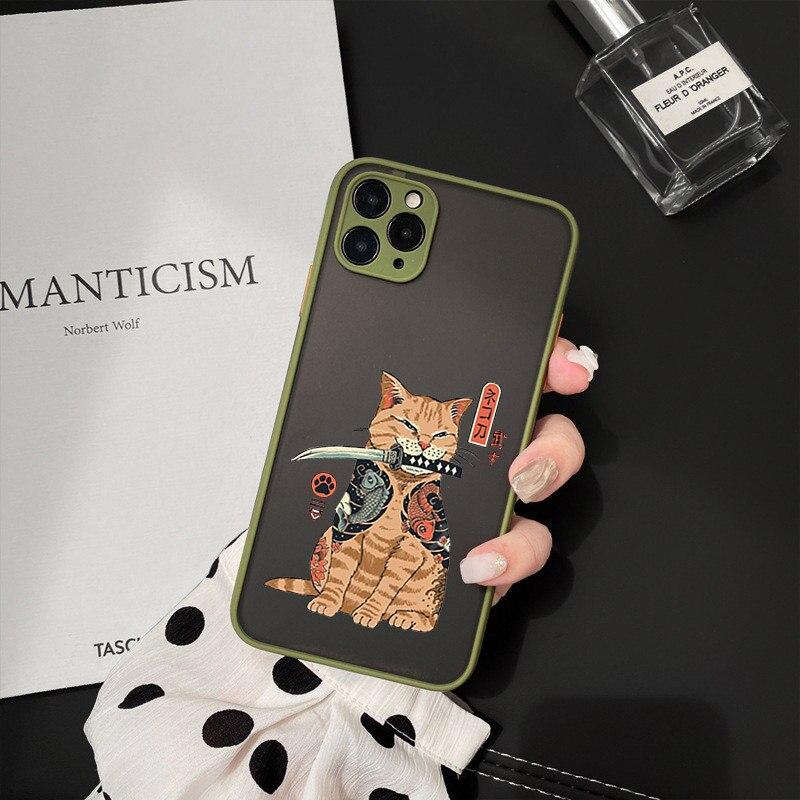 Pouzdro na telefon Neko Ramen Japan Cat Anime pro iPhone 13 11 Pro 12 7 XS MAX X XR SE2 8Plus Cool Clear Clear Hard Matte Cover Fundas