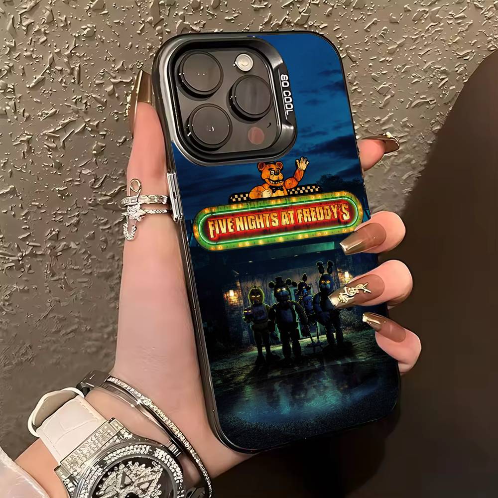 F-Five Nights At -F-Freddys Fnaf Phone Case For iPhone 17,16,15,14,13,12,11 Plus,Pro Max,XS,Colored silver phone case