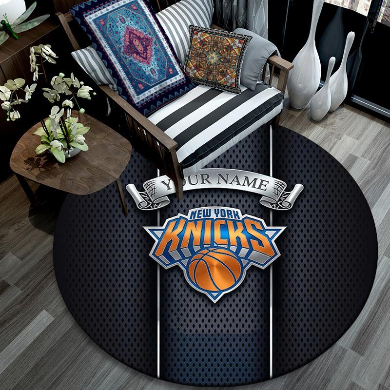 Custom Name New York Knicks2 Round Area Rug,Carpet Rug for Living Room Bedroom Sofa Playroom Decor,Non-slip Floor Mat