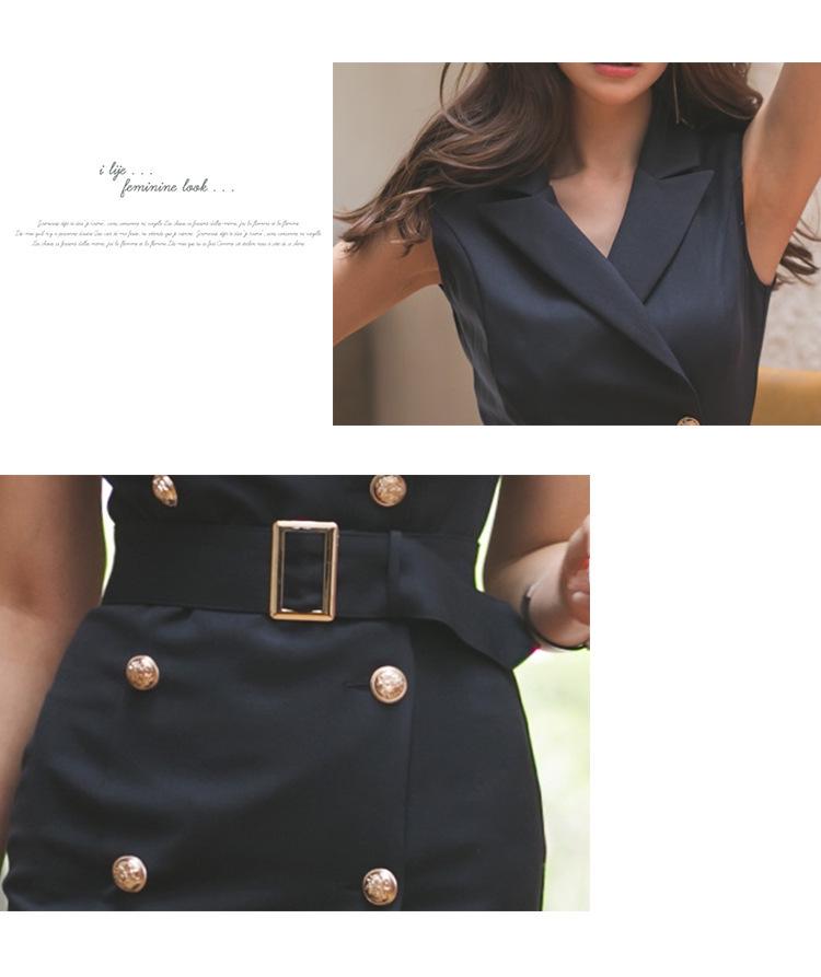 2021 Sommer OL Ärmelloses Zweireiher Slim Anzugkleid für Damen