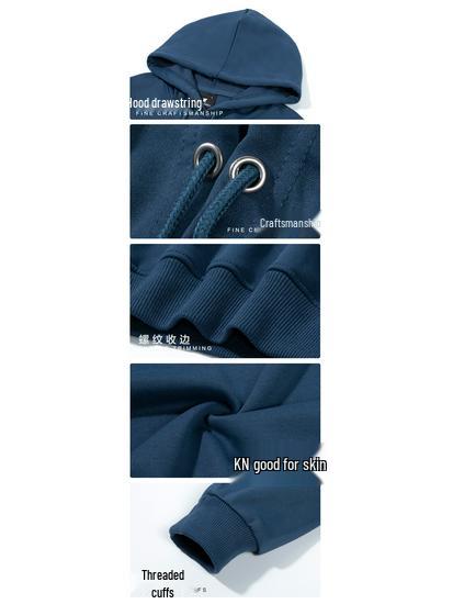 Unisex Cross-border Loose Fit Hooded Sweatshirt - Solid Color, Long Sleeve, Drop Shoulder