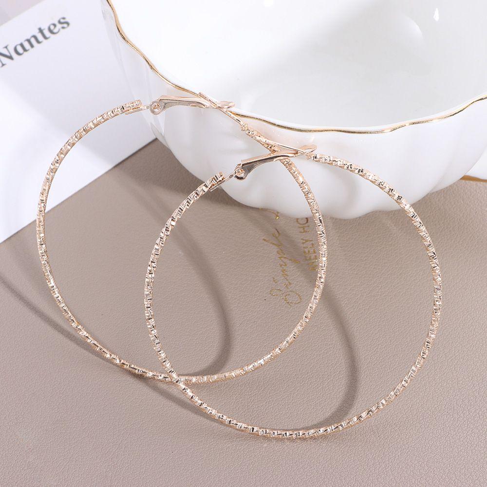 Fashion Metal Geometrical Big Circle Earrings Shiny Print Party Jewelry Hoop Earrings