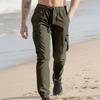 Men Cargo Pants Drawstring Waist Jogger Pants Tapered Casual Trousers with Multi Pockets for Gym Workout Hiking Street Wear