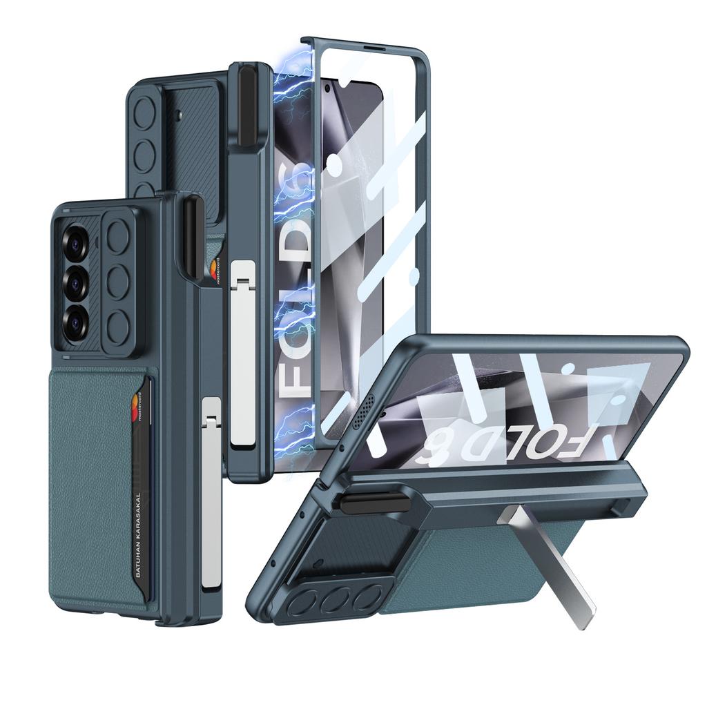Samsung Z Fold 6 Penhouder Scharnierende Mobiele Telefoonhoes Fold6 Kaartzakje Raambeschermer Houder