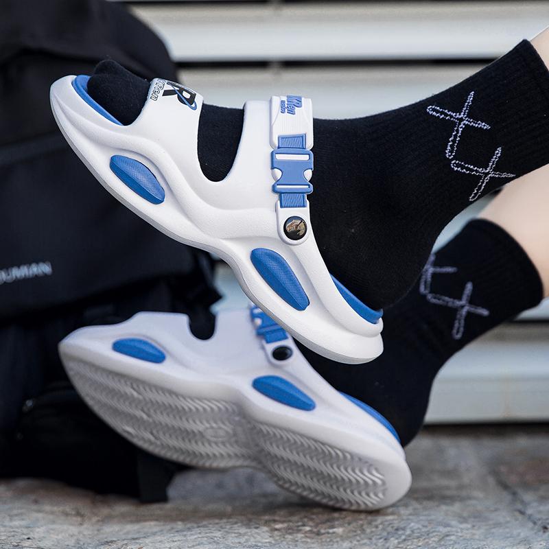 Fashion EVA Men Sandals Printed Height Increasing Thick Bottom Slippers Comfortable Breathable Outdoor Slippers