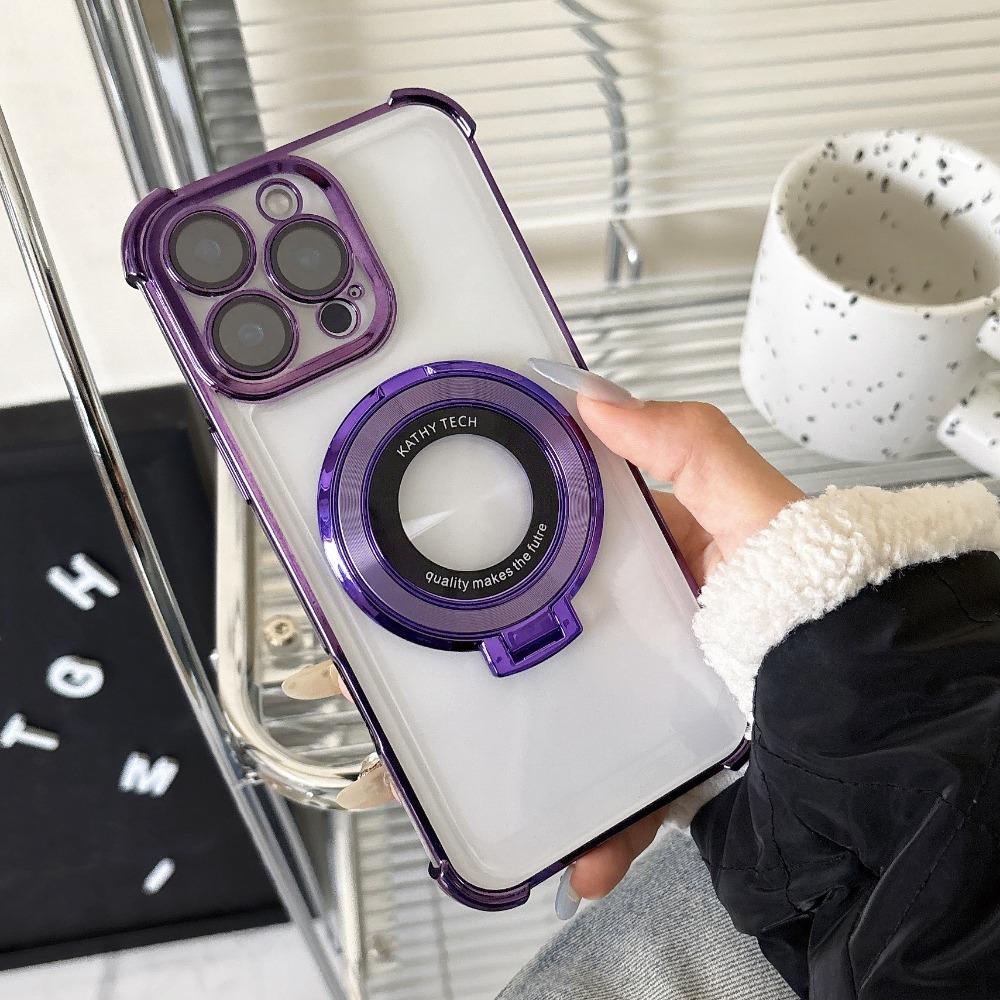 Módní pokovený kryt s podpěrou pro iPhone 17 16 15 14 13 12 11 Pro Max S držákem Stojan Nárazuvzdorný kryt s držákem pro Magsafe