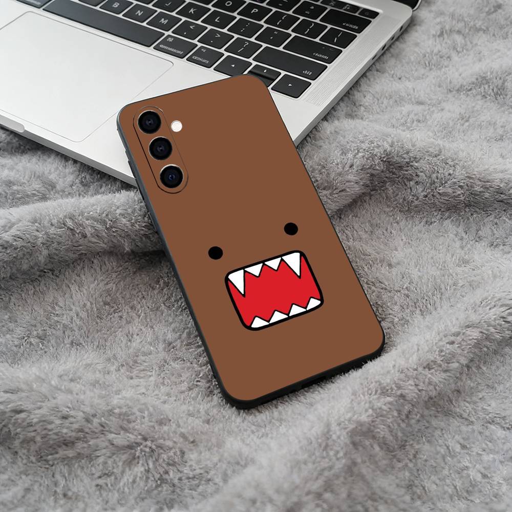 C-Cute Domo-kun Black Soft Silicone Phone Case for Samsung Galaxy A73, A71, A72, A70, A53, A52, A51