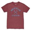 Camiseta Tri Blend Vintage con Arco del Equipo WEST HAM UNITED - Burdeos - Camiseta Unisex 1863FC