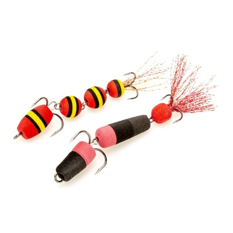 2pcs Light Weight Foam Baits Soft Fishing Baits High Density Foam Swim Baits with 2 Hook Fishing Tackle Foam Lures