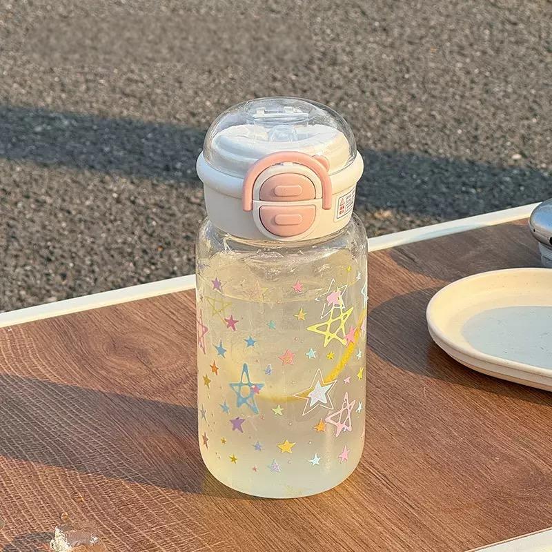 Water bottle simple ins cute high value straw cup female summer student adult girl plastic small portable water cup