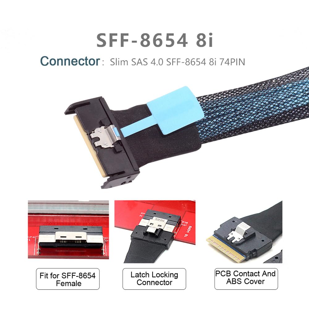 Xiwai MCIO SAS Stecker auf Slimline 8i Stecker Mini Cool Edge IO Extender Füße SFF-8654 4.0 74-Pin PCI-E 74-Pin PCI-E 5.0 Kabel, 1.15