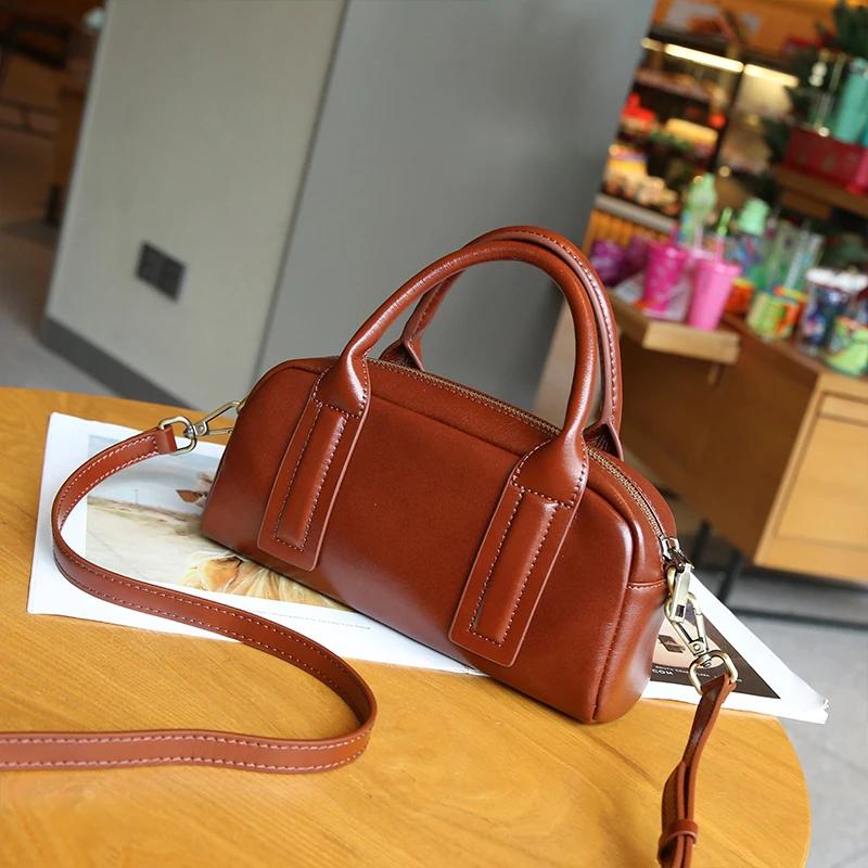 Female Fashi Luxury Designer Handbag Women Cow Genuine Leather Shoulder Bag Ladies Retro Commuting Crossbody Cowhide Bags Lady