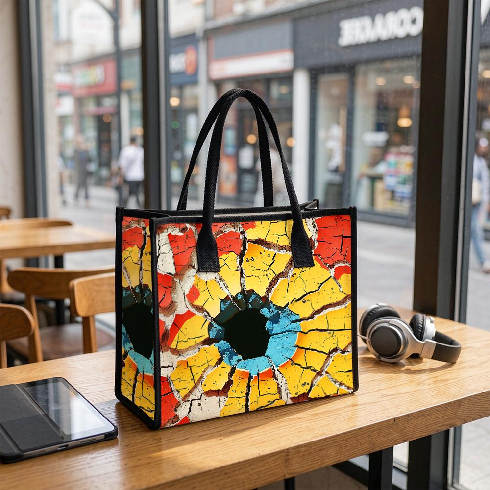 Fashion Cracked Pattern Tote Bag Casual Large Capacity Portable Daily Handbag for Outdoor Shopping Travel