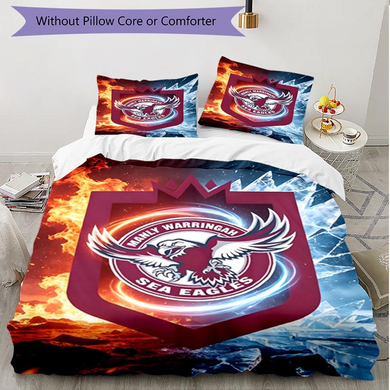 3pcs Duvet Cover Set (1*Duvet Cover + 2*Pillowcase, Without Core), Manly Warringah Sea Eagles Print Soft All‑Season Bedding Set, Home Bedroom Decor Gi