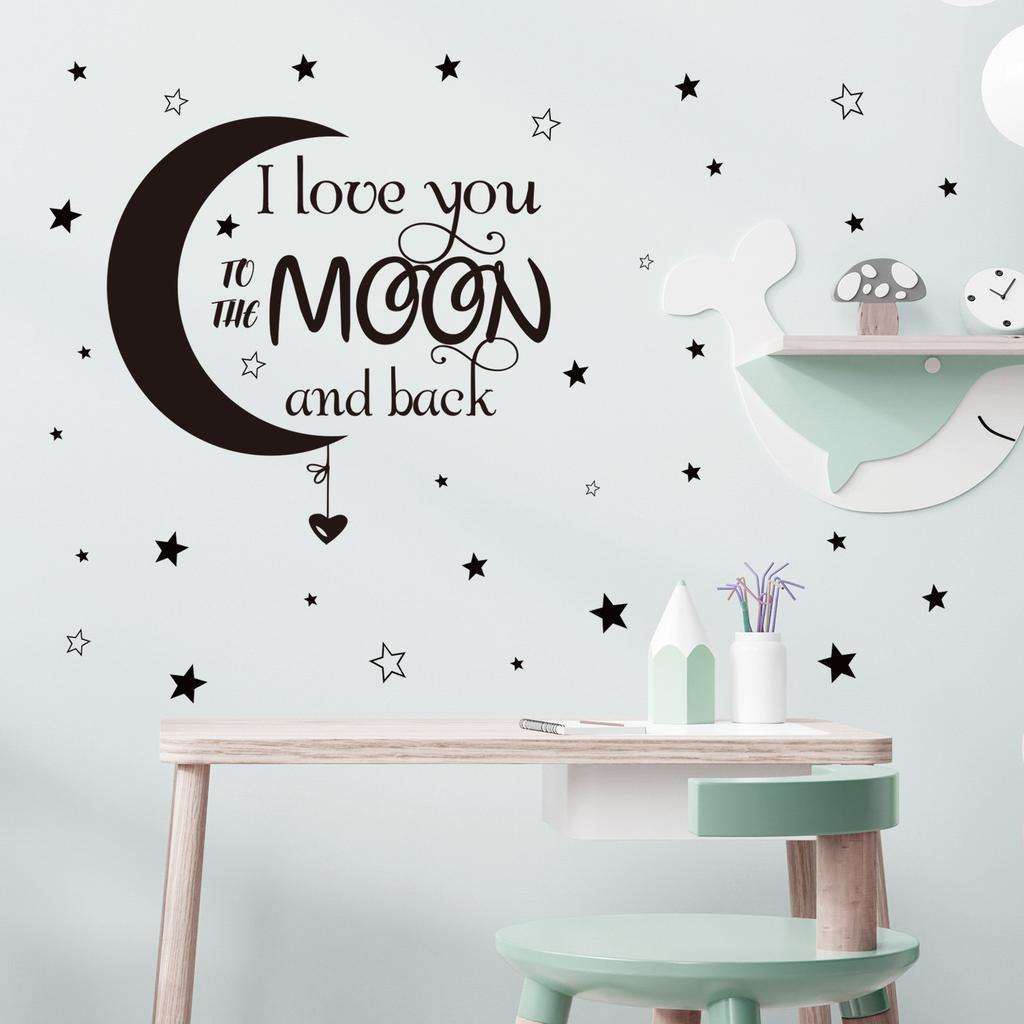 Moon Stars Family Quote Wall Sticker Removable Living Room Bedroom Table Decor