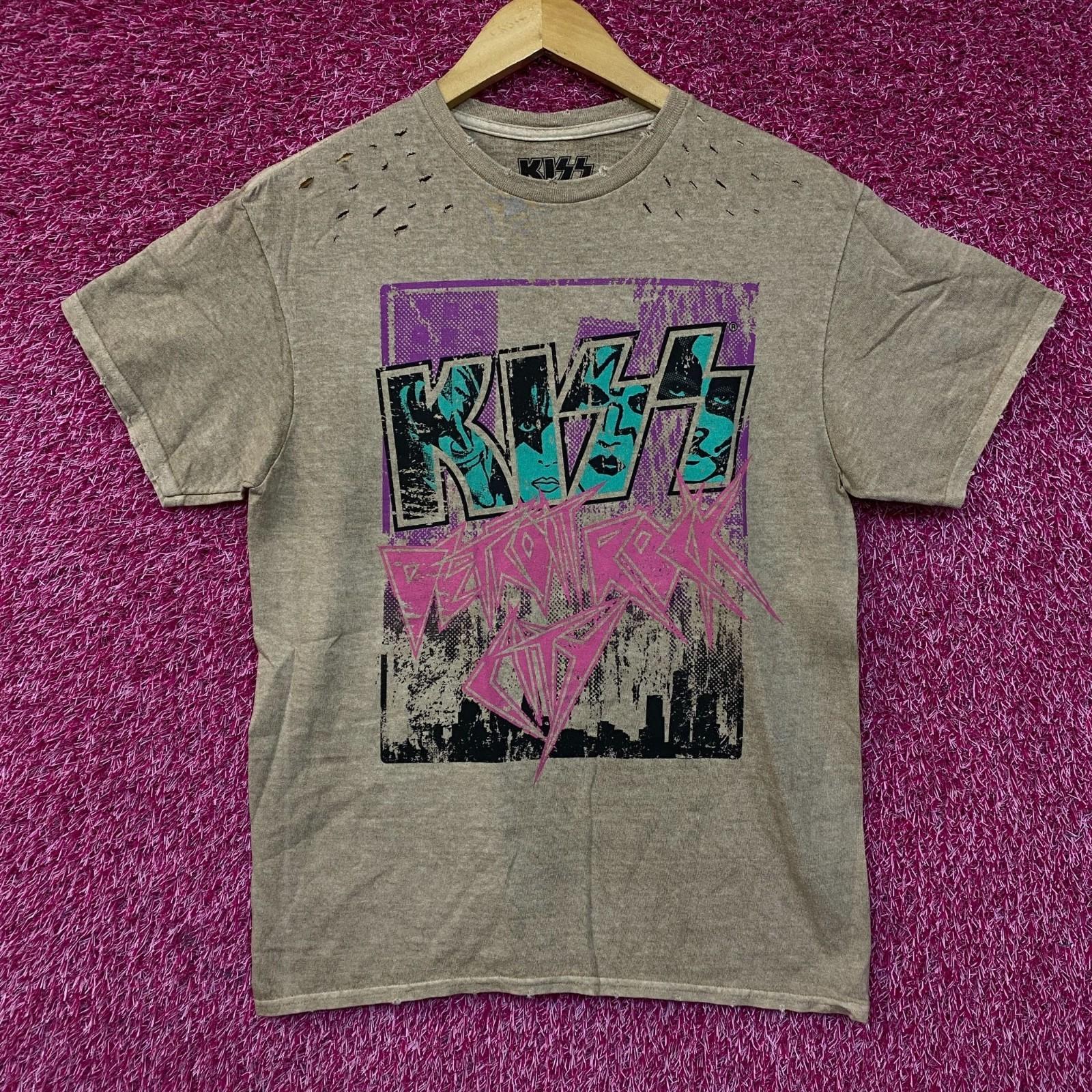 KISS Detroit Rock City Graphic Distressed 100% Cotton T-shirt Mens Tees Top 2XL