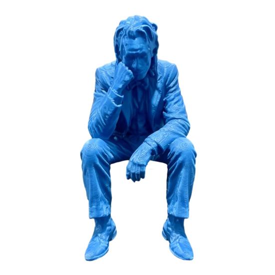 3D Printed Thinker Figurine, Small Upset Clown Shelf Sitter for Living Room Bookshelf Office Desktop Decor