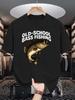 Old School Bass Fishing Print Mens Crew Neck T Shirt Vintage Bass Fish Angling Graphic Short Sleeve Casual Cotton Daily Tops