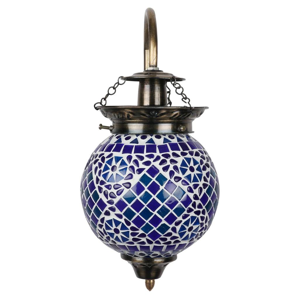 Blue Mosaic Glass Wall Lamp - Handcrafted Home Decor Lighting Fixture (Pack of 1)