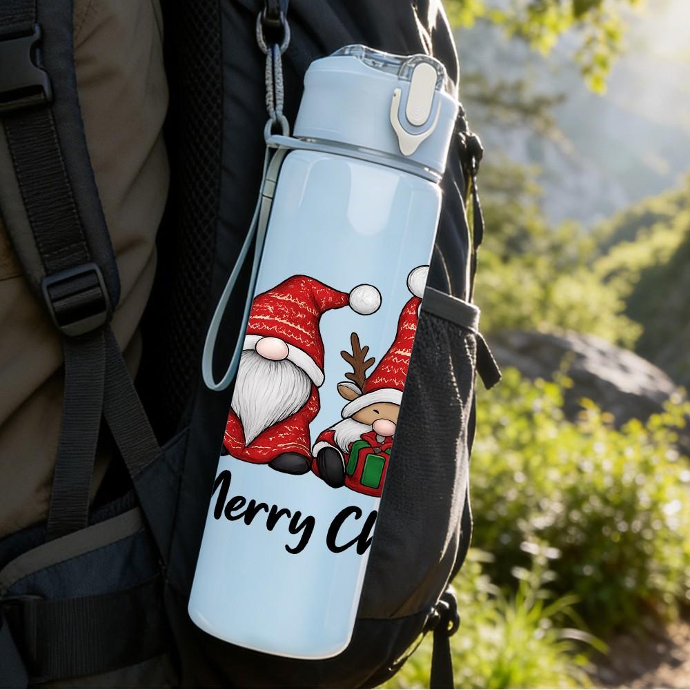 1PC Twin Christmas Gnomes 750ml Color Plastic Sports Water Bottle Leakproof Flip Straw Lid Suitable for Sports Office Home Use