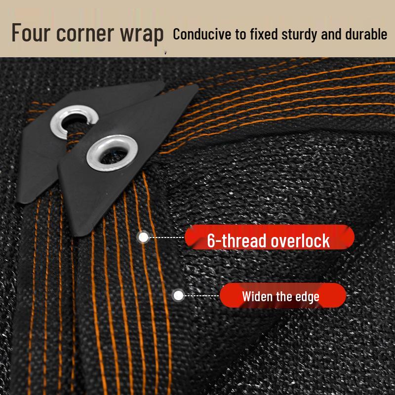 Customized Black Sun Protection Net with Edge Binding and Buttonholes for Anti-Aging Shading In Balconies and Courtyards.