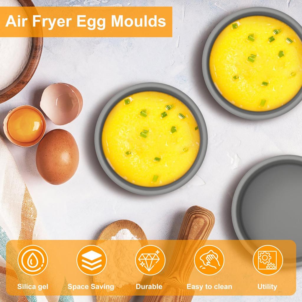 Silicone Air Fryer Egg Mold 3pcs, Reusable Nonstick Egg Bite Pans 3pcs - Microwave Egg CookerSous Vide Egg Bite Maker Replacement, BPA Free,