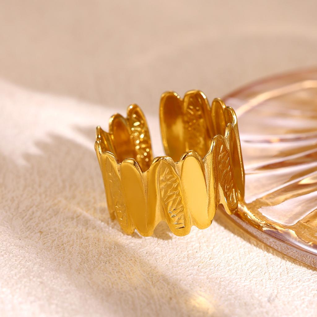Broad Surface Rings For Women Open Gold Color Stainless Steel Ring New Geometric Butterfly Sun Anillos Party Best Jewelry Gift