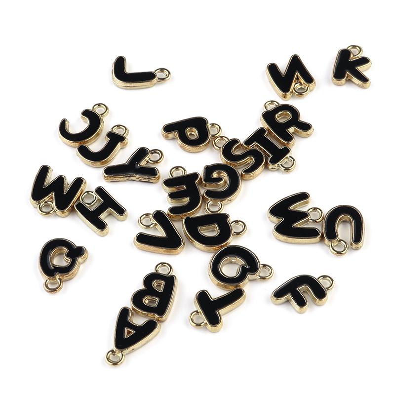 26pcs/lot 8mm Letter Charms Bulk Enamel Charms For Jewelry Making Alphabet Initial Letter Pendant For DIY Bracelet Necklace