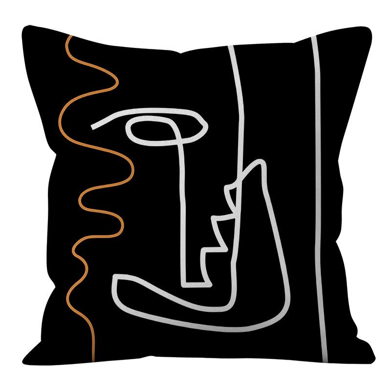 Nordic Ins Style Simple and Light Luxury Lines Black and White Plaid Pillow Case Pillow Lunch Break Pillow Sofa Cushion
