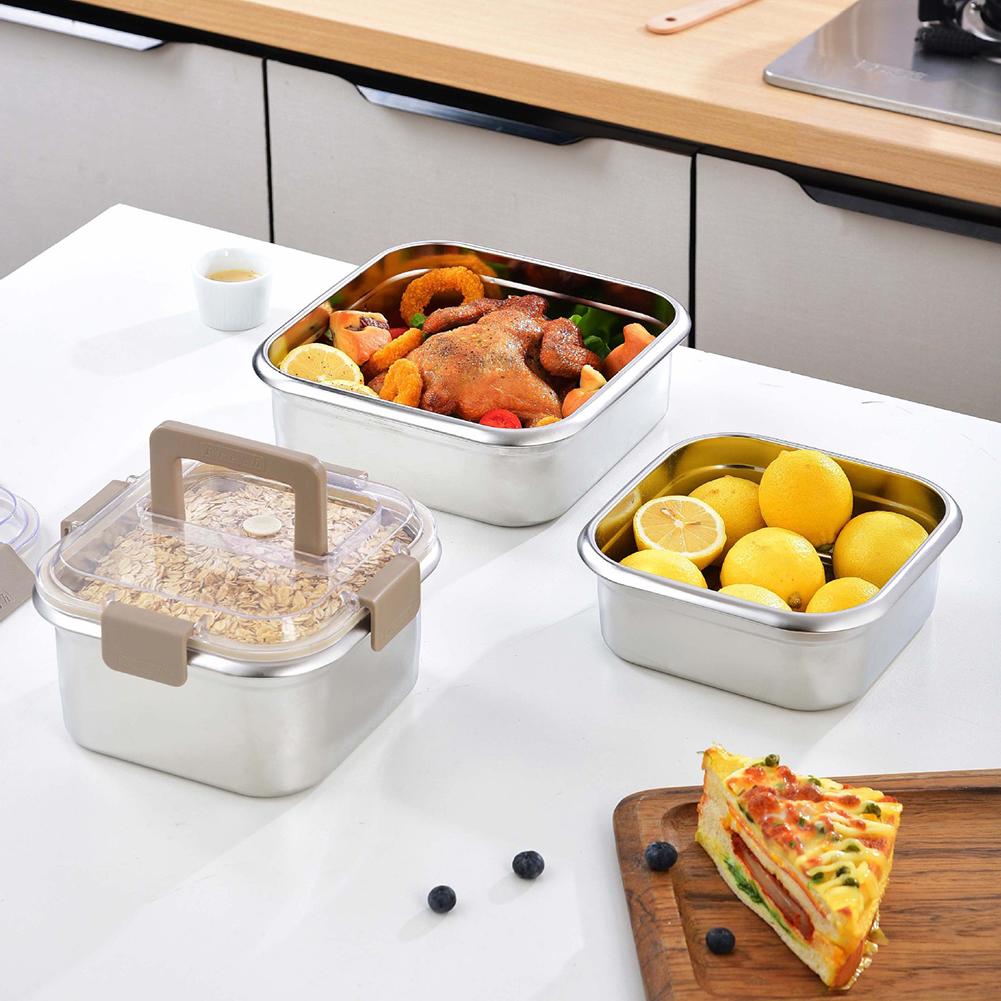 Portable Crisper Box Lunch Bento Box Stainless Steel Fresh-Keeping Case Large Capacity Food Container For Picnic Camping