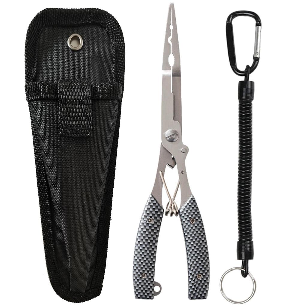 Haojiaho Long Nose Fishing Pliers Hook Remover, Split Ring Replacement, Line Cutter, Fishing Sinker Lock, and Locking Function Hook Out Pliers,