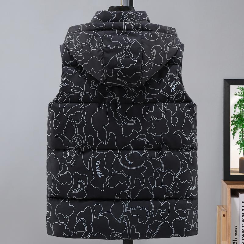 Fashion Winter Warm Vests for Men New In Outerwears Hooded Plus Size Casual Thick Tops Men's Sleeveless Parkas