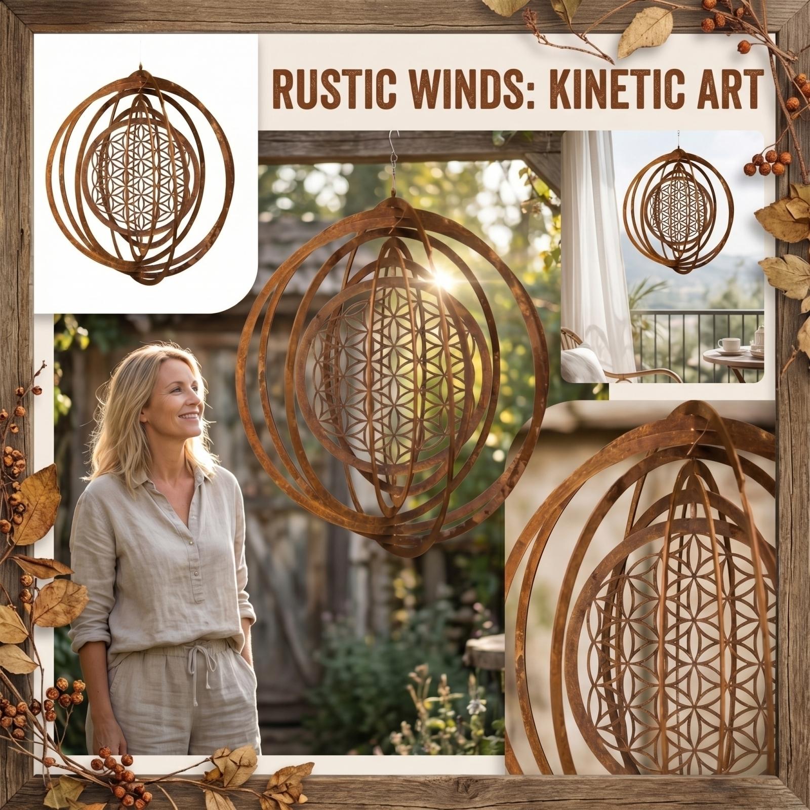 

Iron Colored Wind Turbine 3D Rotating Circular Hollow Wind Vane Wind Chime Hanging Ornament one size