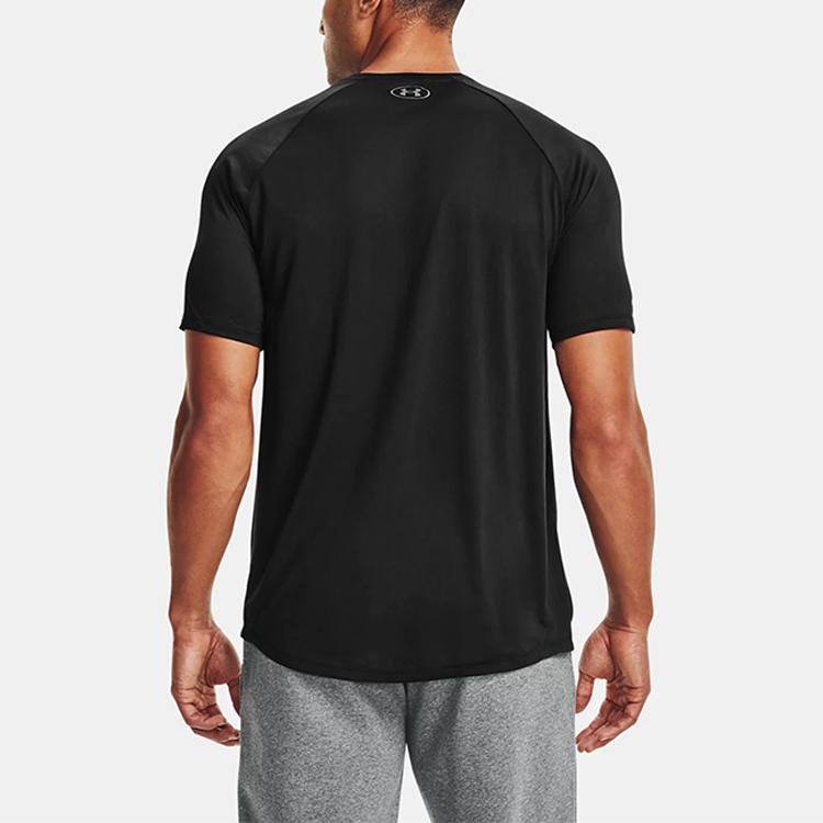 Under Armour Logo Print Round Neck Fitness T-Shirt Men Tops Black 1361504-001