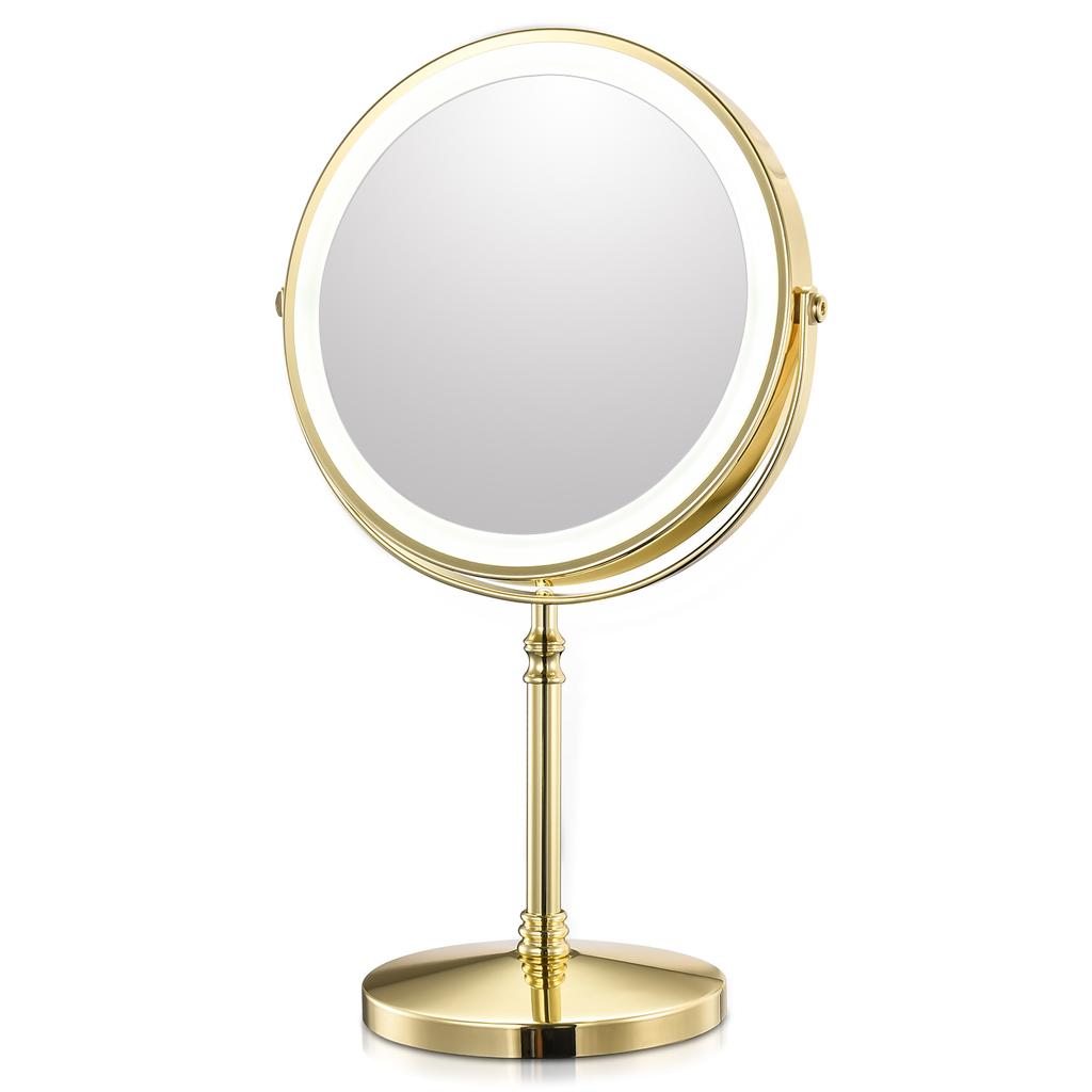 Schminkspiegel mit Lichtlampe, 10-facher Vergrößerung, Desktop-Kosmetikspiegel, Hintergrundbeleuchtung, einstellbares Licht, stehender Kosmetikspiegel