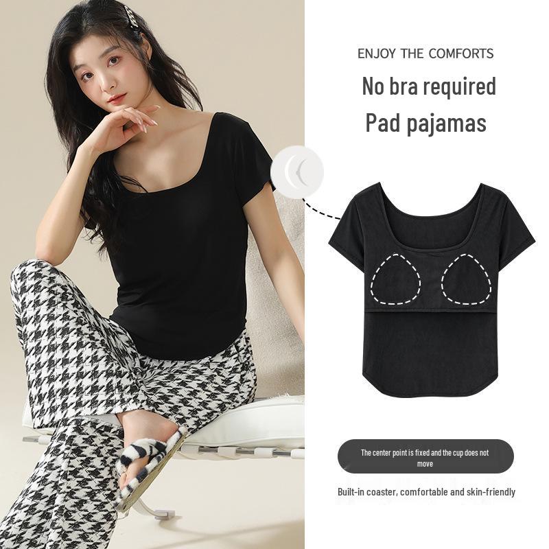 Women's Summer Modal Short Sleeve & Long Pants Fashionable Homewear Set