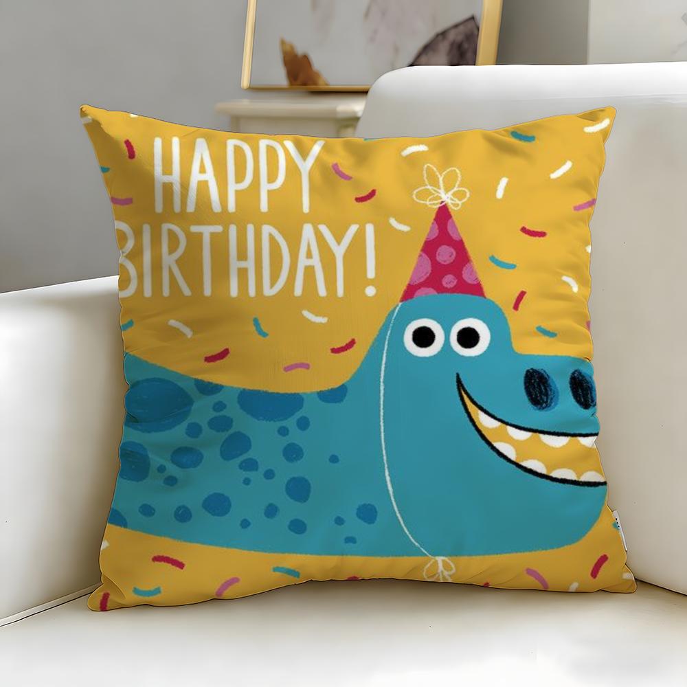 cartoon theme Cartoon Dinosaur Cushion Cover Soft & Easy-Wash Pillow Case – Versatile for Couch, Bed, Travel and Office
